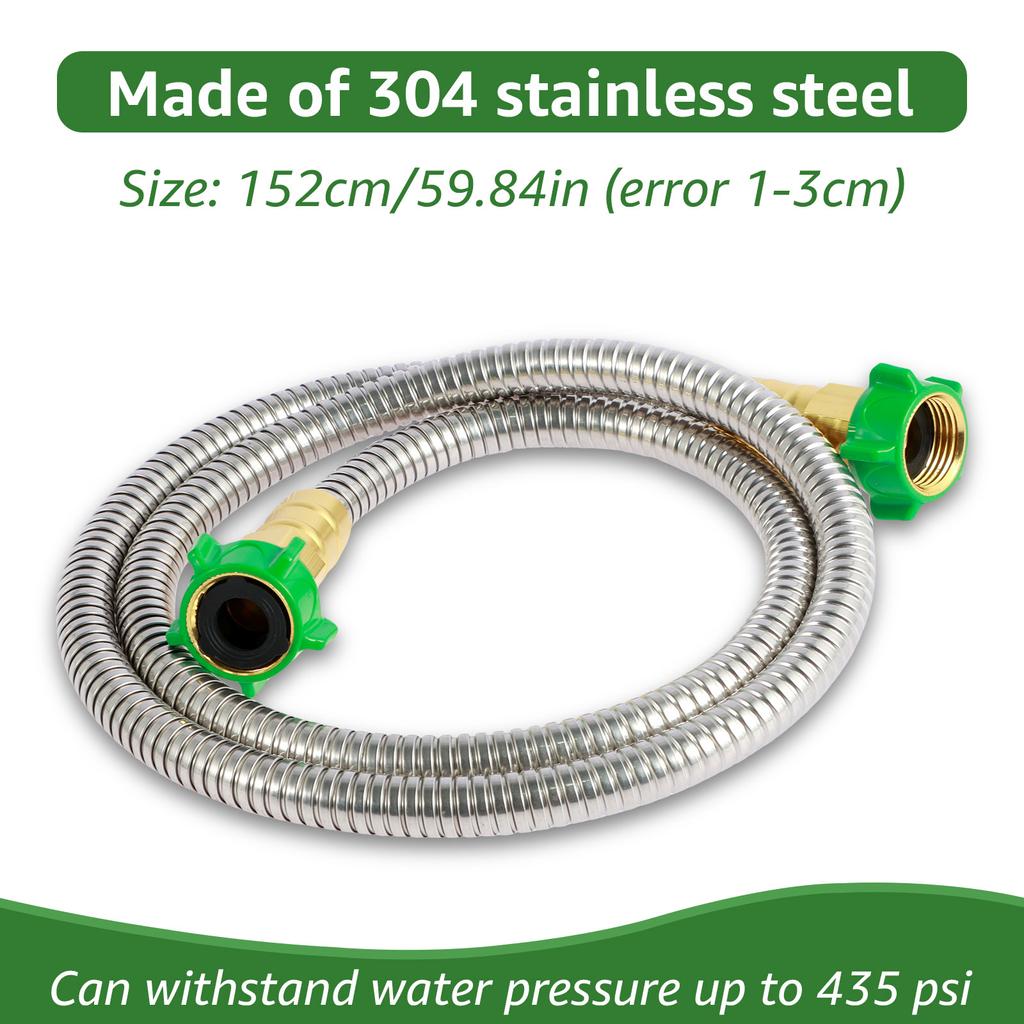 Garden Hose Flexible Short Water Hose 3FT 5FT 304 Stainless Steel Garden Leader Hose Leakproof Expandable Hose For Cleaning Pet