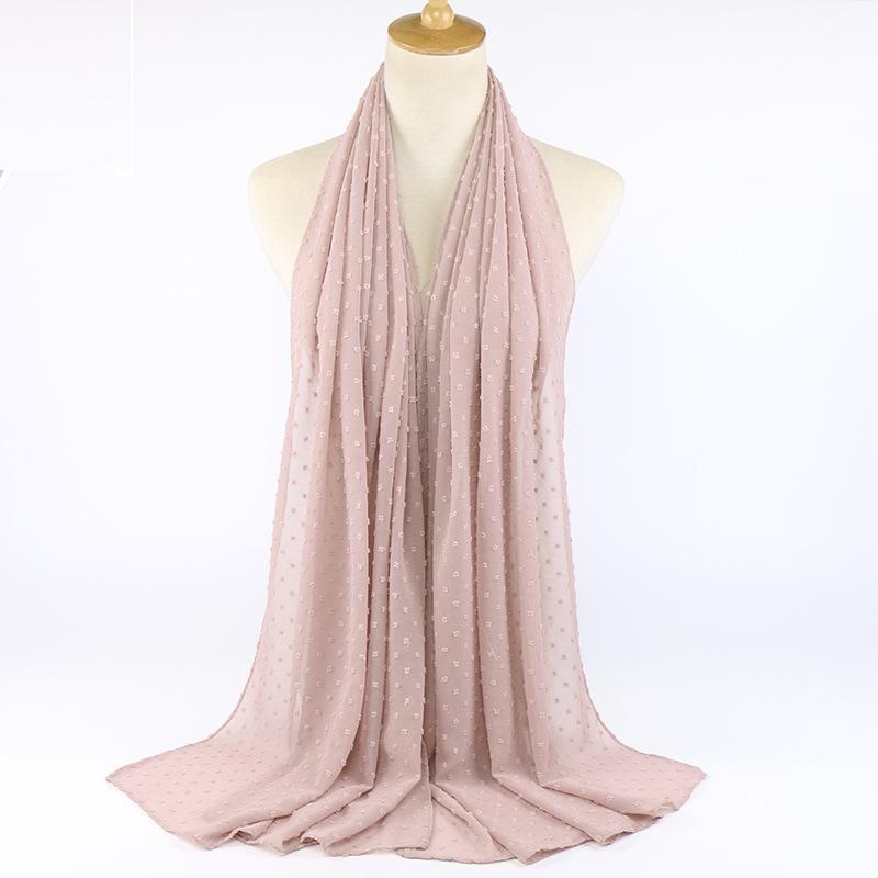 Hot Sale Autumn and Winter Fur Ball Thickened Chiffon Scarf Monochrome Muslim Female Scarf Shawl