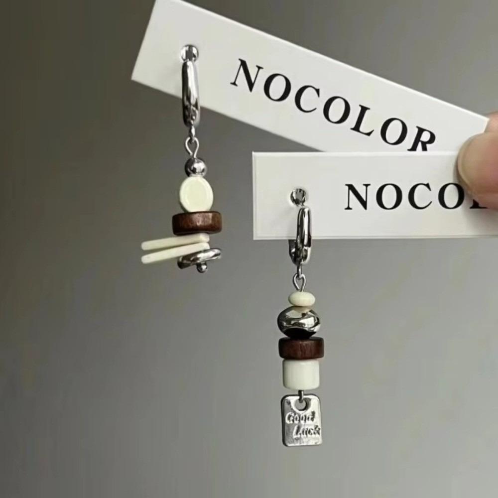 Candy Beads Beads Earrings Cute Geometric Metal Earrings Unique Asymmetric Earrings Daily Use