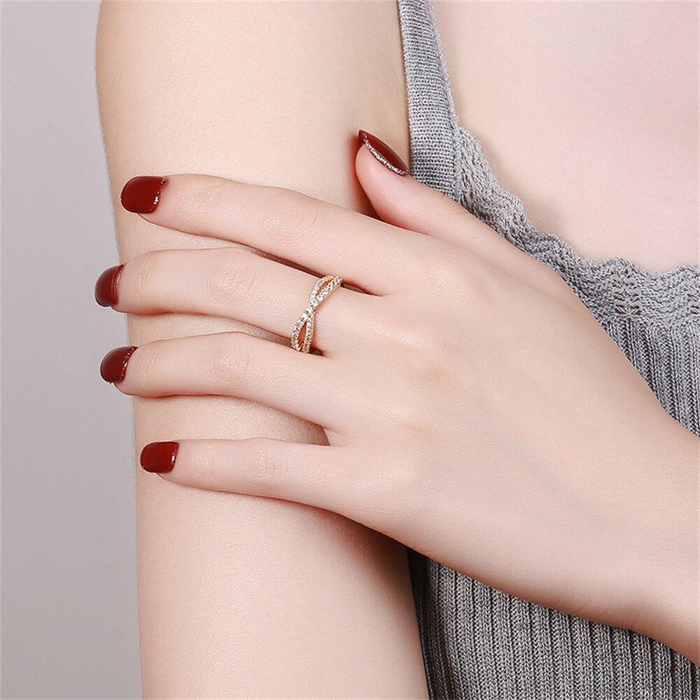 New Golden Rings For Women Adjustable Intersect Opening S925 Silver Refined Zircon Ring Lover Festival Anniversary Gift