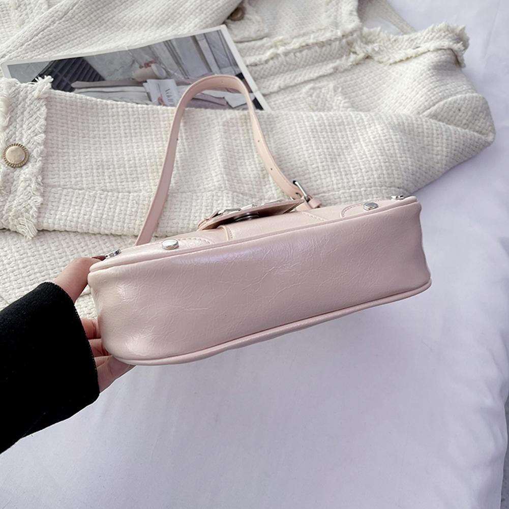 Стильная сумка-подмышка из искусственной кожи, большой вместимости, женская повседневная сумка через плечо, регулируемый ремешок, Y2K, однотонная, дорожная сумка