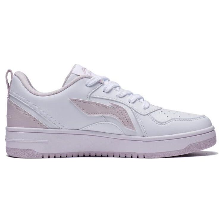 Li Ning Casual Versatile Non-Slip Lightweight Durable Low-Top Skate Shoes Women Sneakers White Purple AGCT342-1