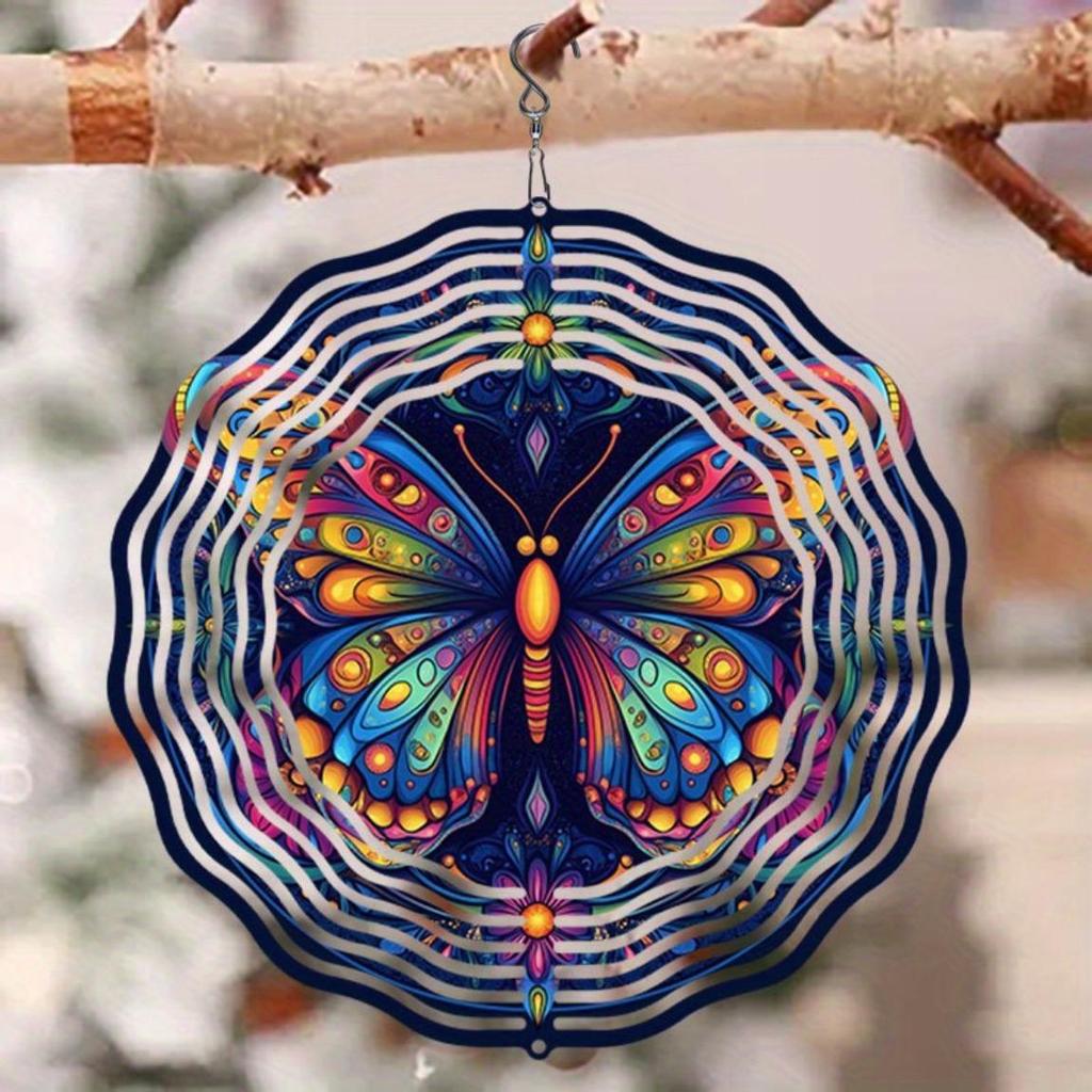 3D Butterfly Wind Spinner - Vibrant Kinetic Metal Garden Decor, Colorful Wind Chime for Outdoor & Indoor, Unique Gift Idea (No Electricity Needed)