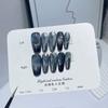 10pcs Y2K Black Pink Grid Press On Nails 3D Star Heart Halo Dyeing Coffin Shape Long Fake Nail Tips