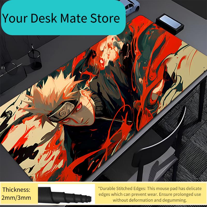Mouse Pad Office Naruto Uzumaki Gamer PC Computer HD Print Desk mat Keyboard Anime Gaming Accessories Edge White Mousepad Carpet