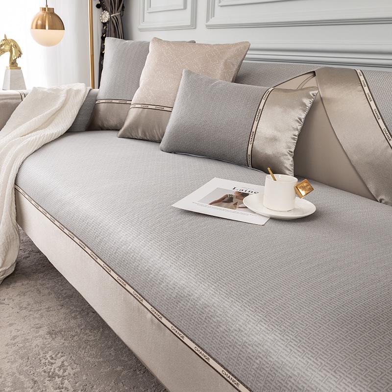 Доступная роскошная стильная подушка для дивана из ледяного шелка, летний коврик, простой современный нескользящий кожаный чехол для дивана, подушка