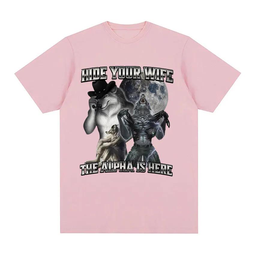 Прячьте вашу жену, альфа здесь! Смешные футболки про оборотней, с коротким рукавом, женская мода, хип-хоп, повседневные футболки