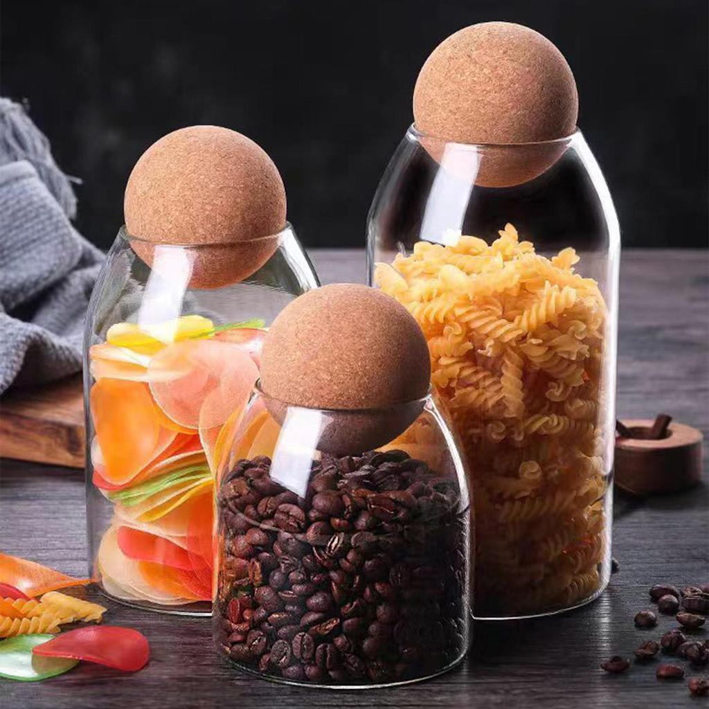 Glass Jars Clear Dried Fruit Container 3 Pieces Storage Jar with Lid for Sugar Candy Coffee Beans Loose Tea Seasonings Kitchen