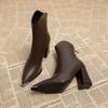 Fashion 2025Pointed Toe Women's Ankle Boots Fashion Back Zippers Short Botas Ladies Elegant Square High Heel Winter