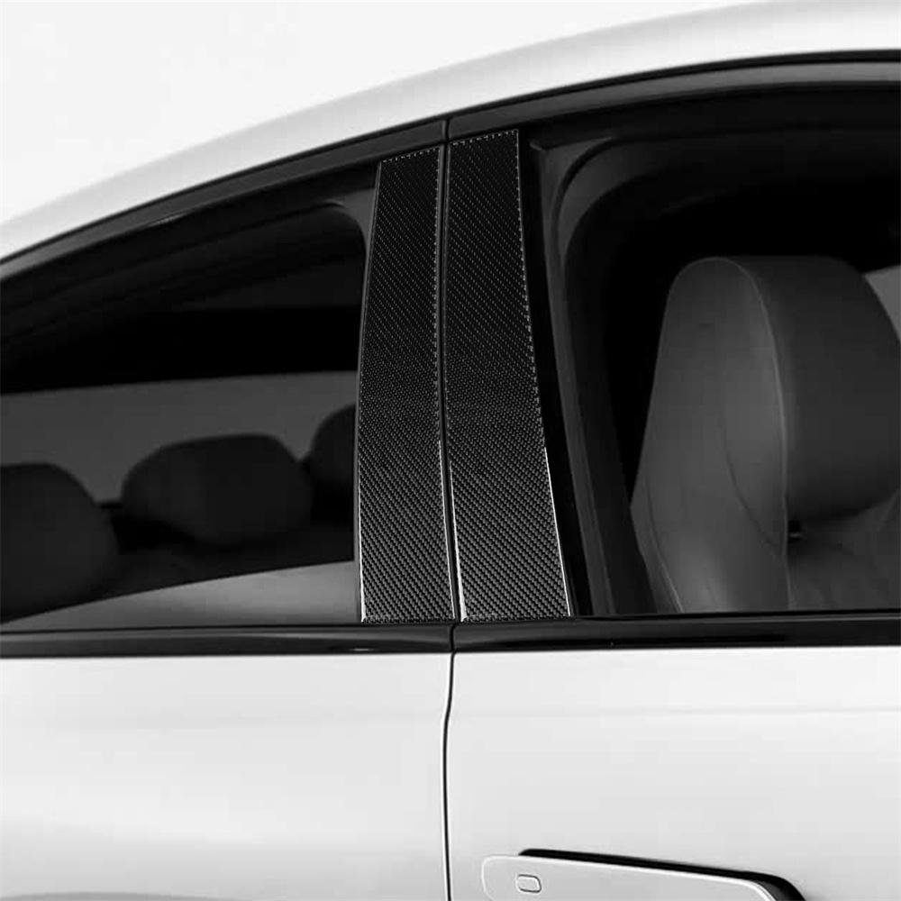 6Pcs Carbon Fiber Door Window B Pillar Cover Trim Sticker For Byd Seal 22-25