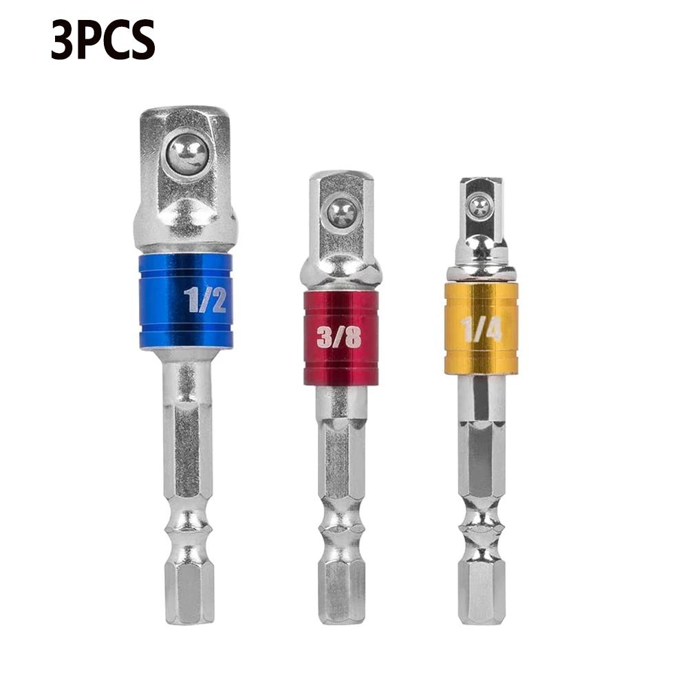 3pcs Impact Grade Socket Adapter Power Hand Tool Part Driver Extension Set Screwdriver Holder Drill Nut Attachment