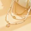 3pcs Bead Clavicle Chain Women Pendant Shell Clavicle Necklace Exaggerate Starfish Choker Vacation