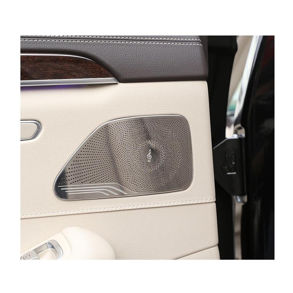 ZJFIOFWF Mercedes S-Class W222 2014-2020 Stainless Steel Silver Car Speaker Door Speaker Cover Trim Sticker Car Accessories