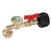 Gas Refill Adapter with Valve and Gauge Brass Gas Bottle Connector Fill 1 Pound Bottles From 20lb Tank Fits for QCC1 C3H8 Tank