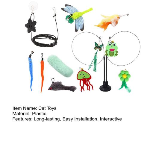 Кошачья перьевая палочка-игрушка Интерактивная дразнилка для котят с присоской 2 режима игры Кошачья палочка-игрушка для домашних упражнений и развлечений