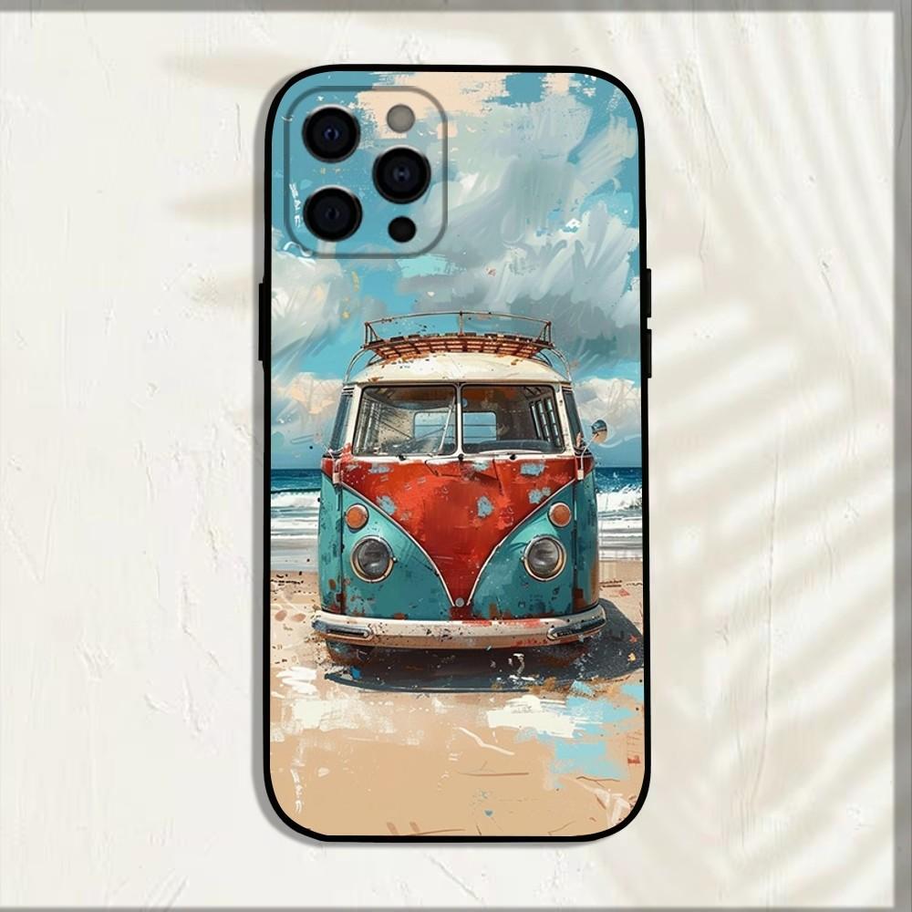 Чехол для телефона Surf Combi Van для iPhone 15,14,13,12,11,Pro,X,XS,Max,XR,Plus,Mini Мягкий Черный Чехол