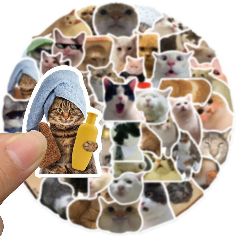 50Pcs/Bag,Fun Cat Stickers,Petwaterproof, Be Suitable For Suitcase Skateboard Diy Luggage Laptop Phone Creative Stationery Toys