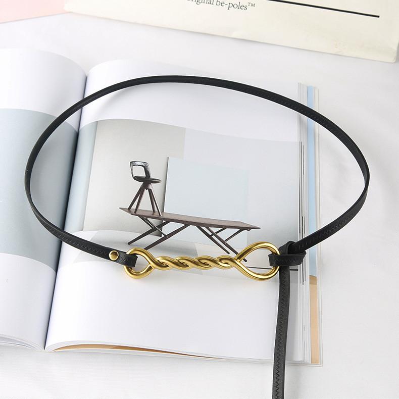 Fashion Gold Twists Knot Decoration Women Thin Belt For Fashion Dress And Summer Outfits
