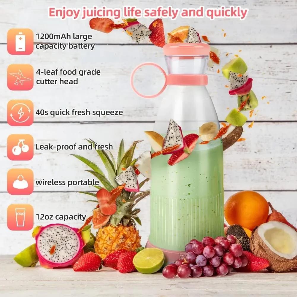 Portable Electric Juicer MIni Juice Blender USB Charging 6 Blades Shake Smoothie Orange Lemon Fruit Mixer Fresh Squeezer Machine