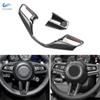 2 Pcs Car Interior Steering Wheel Cover Trim Sticker Accessories Carbon Fiber Texture For Porsche Cayenne