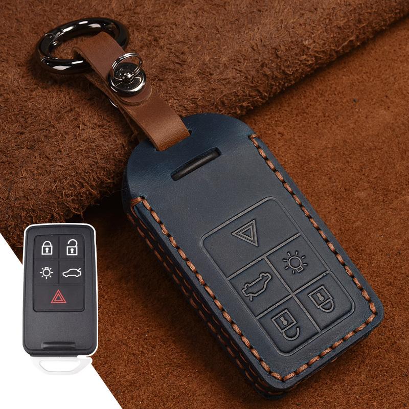 Leather Car Key Cover Full Case For Volvo S60 S80 V60 XC60 XC70 S60L V40 XC90 Keychain Remote Auto Accessories Ring Protector
