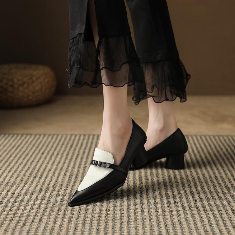 New Spring Autumn New Sexy Fashion Color Matching High Heels New Elegant and Comfortable Banquet Thick Heel Women's Shoes