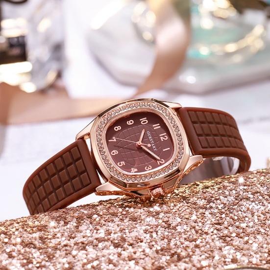 Yousheng женские повседневные часы со стразами и квадратным циферблатом, силиконовый ремешок, кварцевый механизм, элегантное женское платье для девочек, наручные часы, модные украшения, подарок на день рождения