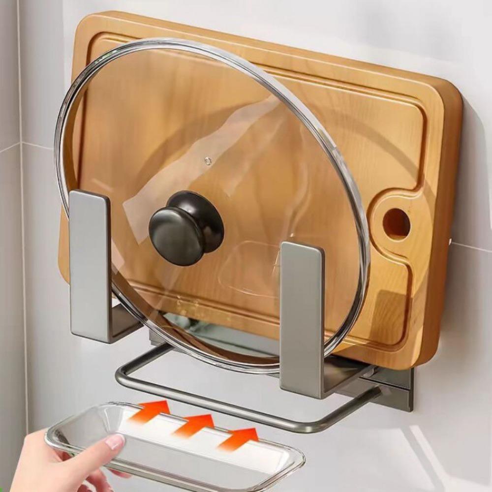 1 шт. Органайзер-подставка для крышек кастрюль, настенный, для крышек кастрюль с поддоном, для дверцы кухонного шкафа, для хранения противней, сковород, подносов