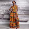 Trendy Feather Print Tie Multi-Wear African Dress Ethnic Style Split Long Dress for Women