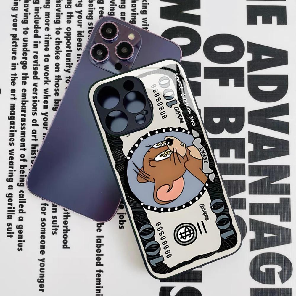 Movie Funny T-Tom And J-jerry Phone Case for Iphone 16 15 14 12 11 13 Pro Max Mini 8 X Xr Xs Puls Black Glass Cover