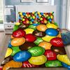 Модный набор постельного белья с логотипом шоколада M&M, пододеяльник, наволочка, декорация для спальни мальчиков и девочек, детский подарок, размер Single Double