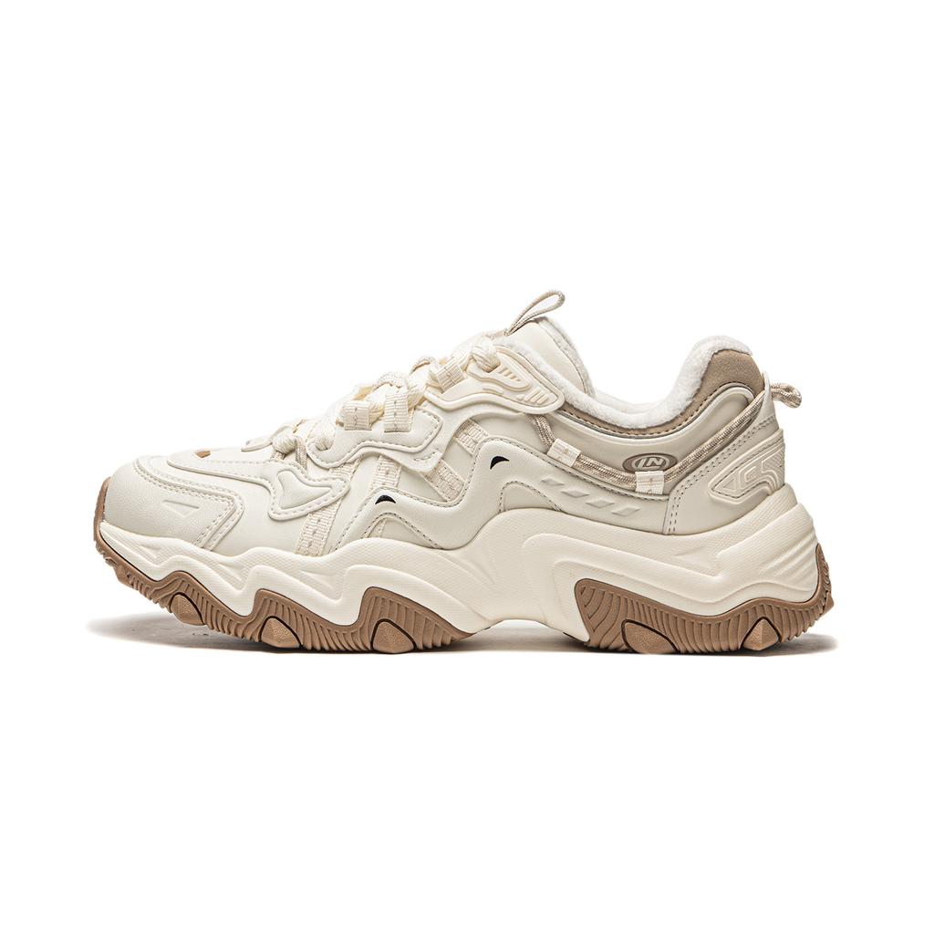 Li-Ning Cat Paw Lite 2 Thick Sole Height Increasing Cushioning Retro Classic Plush Non-Slip Wear-Resistant Low-Top Casual Shoes AGCU176-10