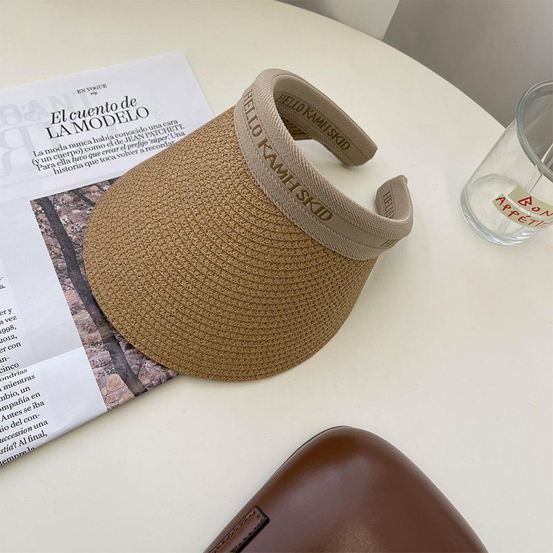 Новая пустая шляпа-козырек для женской защиты от солнца на море, защита от солнца и УФ-излучения, соломенная шляпа от солнца для лета, закрывающая лицо