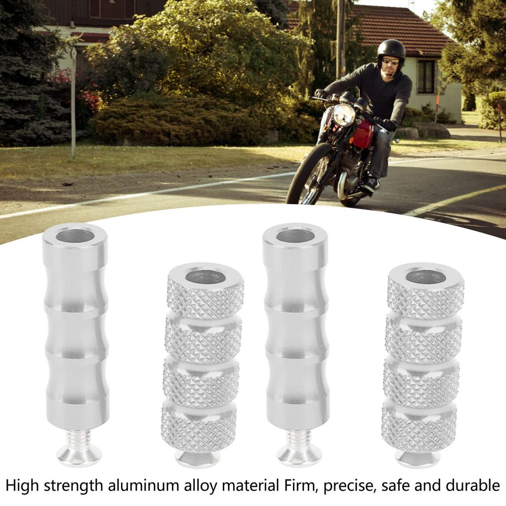 Soobu Motorcycle Brake Foot Pegs,Motorcycle Gear Shift Foot Pegs M6 6mm Mounting Bolts Rough Right Brake Side for Bikes (Silver)