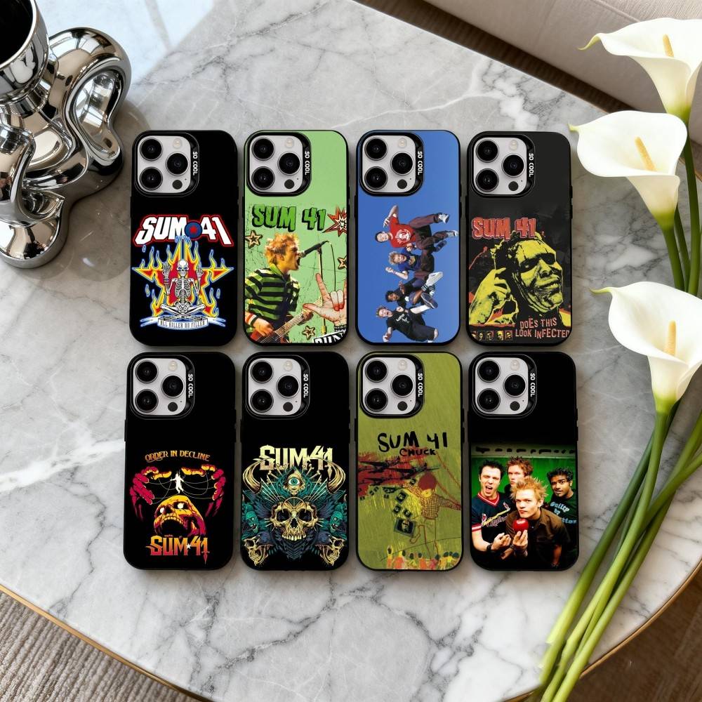 Жесткий рок S-Sum 41 Чехол для телефона с изображением группы Для iPhone17,16,15,14,13,12,11 Plus,Pro Max Черный Конфетный серебристый чехол для телефона