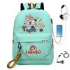 Labubu Printed Student Bag Iron Chain Trend Backpack Usb Bag