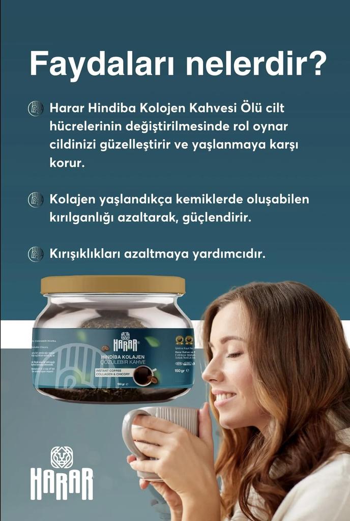 Harar Chicory Coffee Collagen Detox Slimming Weight Loss Diet Coffee 1 Month - (60 USES) 150gr