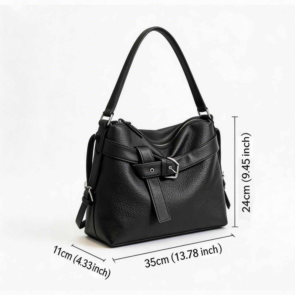 Large Capacity Motorcycle Tote Bag Women Faux Leather Shoulder Crossbody Handbag Casual Commuter Underarm Soft PU Travel Purse