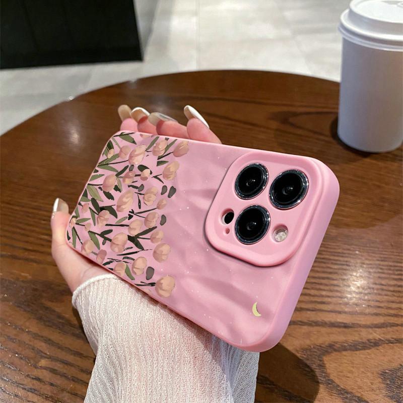 Морщины и неровности на поверхности мобильного телефона, защитный матовый чехол из ТПУ с цветочным принтом и тюльпанами, мягкий силиконовый чехол