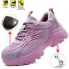 Safety Shoes Women Steel Toe Work Shoes Lightweight Anti-smash Protective Sneakers Outdoor Shoes Breathable Work Safety Boots