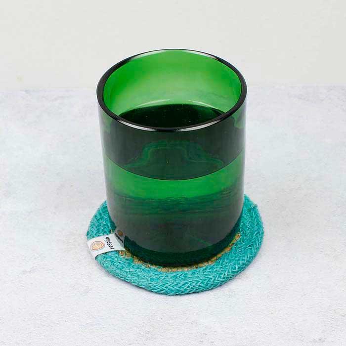 Подставка под стакан из морской травы и джута - желтая