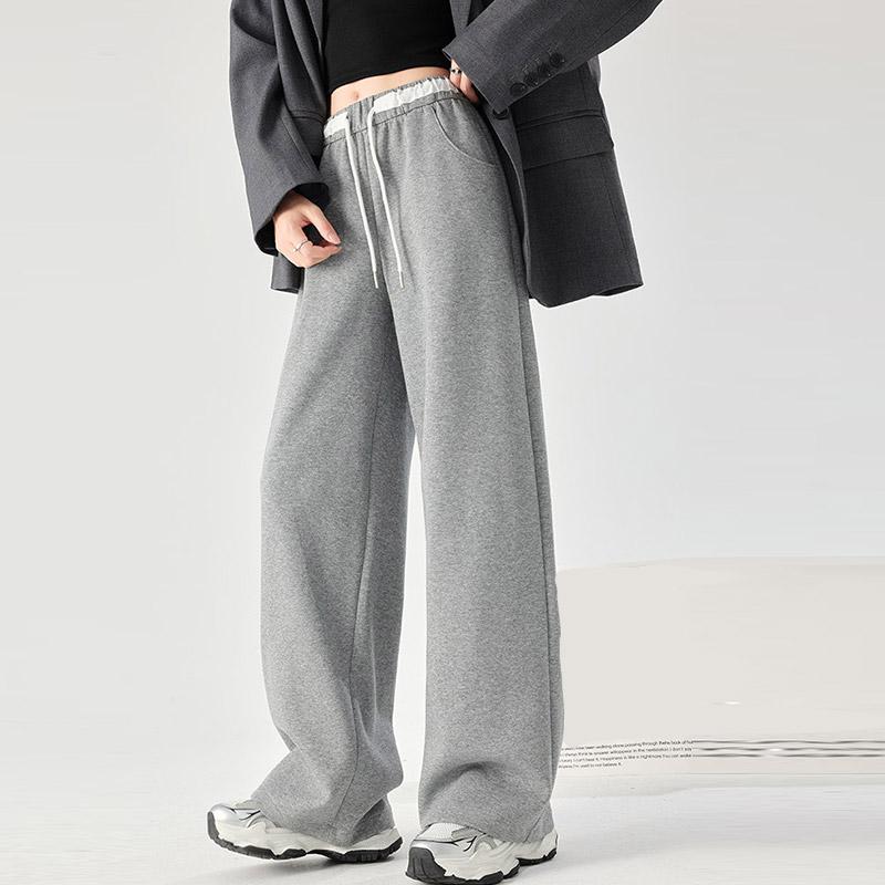 Женские свободные спортивные повседневные широкие брюки весна-осень на шнурке модные дизайнерские спортивные брюки с высокой талией эластичные спортивные брюки