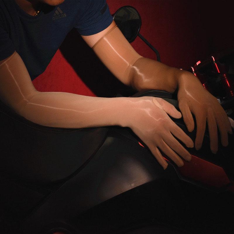 Sexy Gay Man Elasticity Smooth Oil Shiny Solid Long Stockings Gloves Multicolor Cosplay Drive Stage Performance Pole Dancing