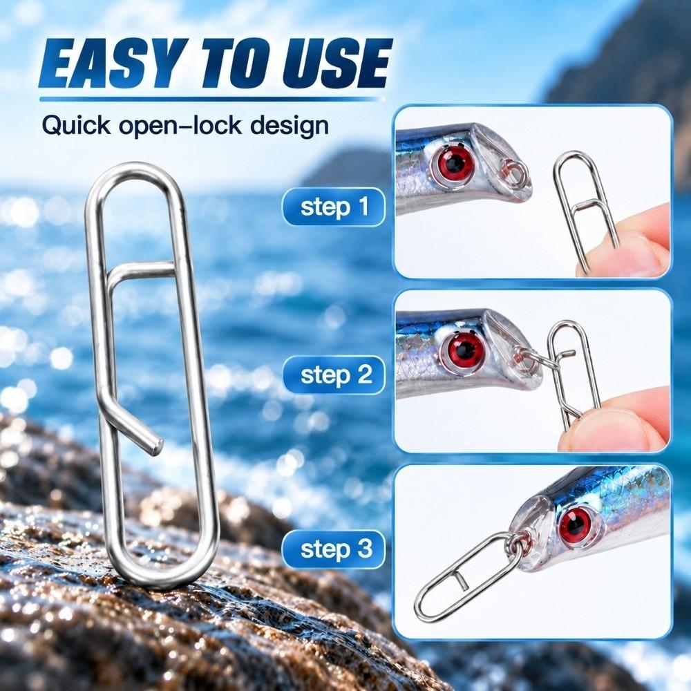 100PCS High Strength Fishing Lure Clips Lightweight Fishing Lure Connectors  Saltwater Fishing