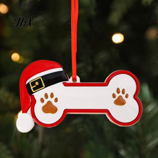 Durable Resin Holiday Ornament Christmas Ornament, Cute Cat Paw/Bone Shaped Xmas Tree Hanging Decoration Red Riding Hood Decor with Santa Hat