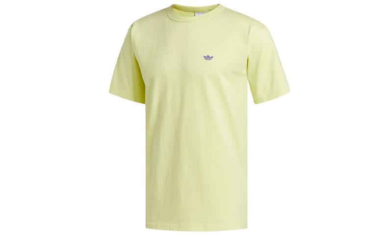 Adidas Originals Shmoo Logo T Shirts Men's Green Crew Neck Moderate Straight Fit FM1435