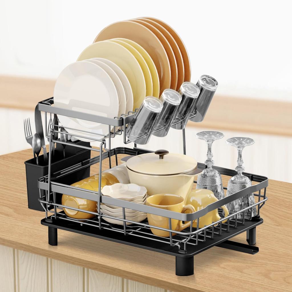 Сушилка для посуды Сушилка для посуды 2 уровня над сушилкой для посуды Автоматическая большая тарелка для кухни Сушилка для посуды Нож для еды Палочки для еды Легко экономит место Стойка, Корзина, Тип, Раковина,