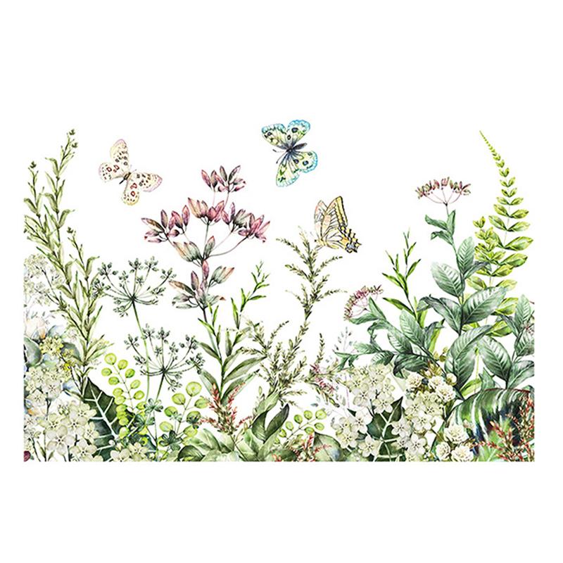 Зеленое растение цветок бабочка настенная наклейка ванная туалет наклейка туалет самоклеящаяся настенная роспись украшает дом украшения наклейки