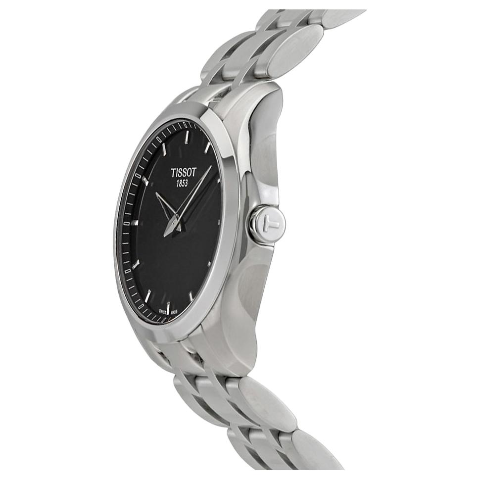 Tissot Коллекция Kutu Мужские кварцевые часы Часы 39 мм Черный циферблат Браслет из нержавеющей стали T035.446.11.051.00