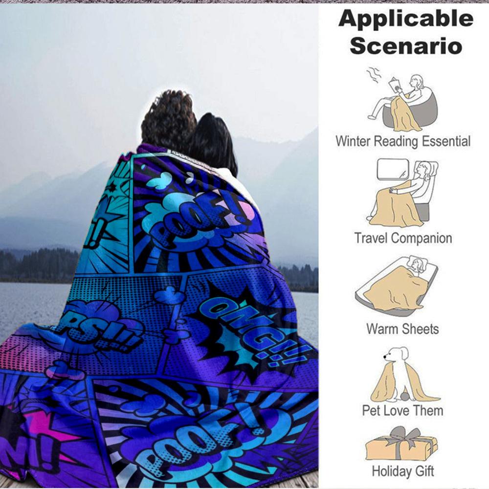 1PC Comic Book, Pop Art Print Blanket, Soft Throw Blanket - Warm & Cozy for Couch, Bed, Office, and Travel yy250912226